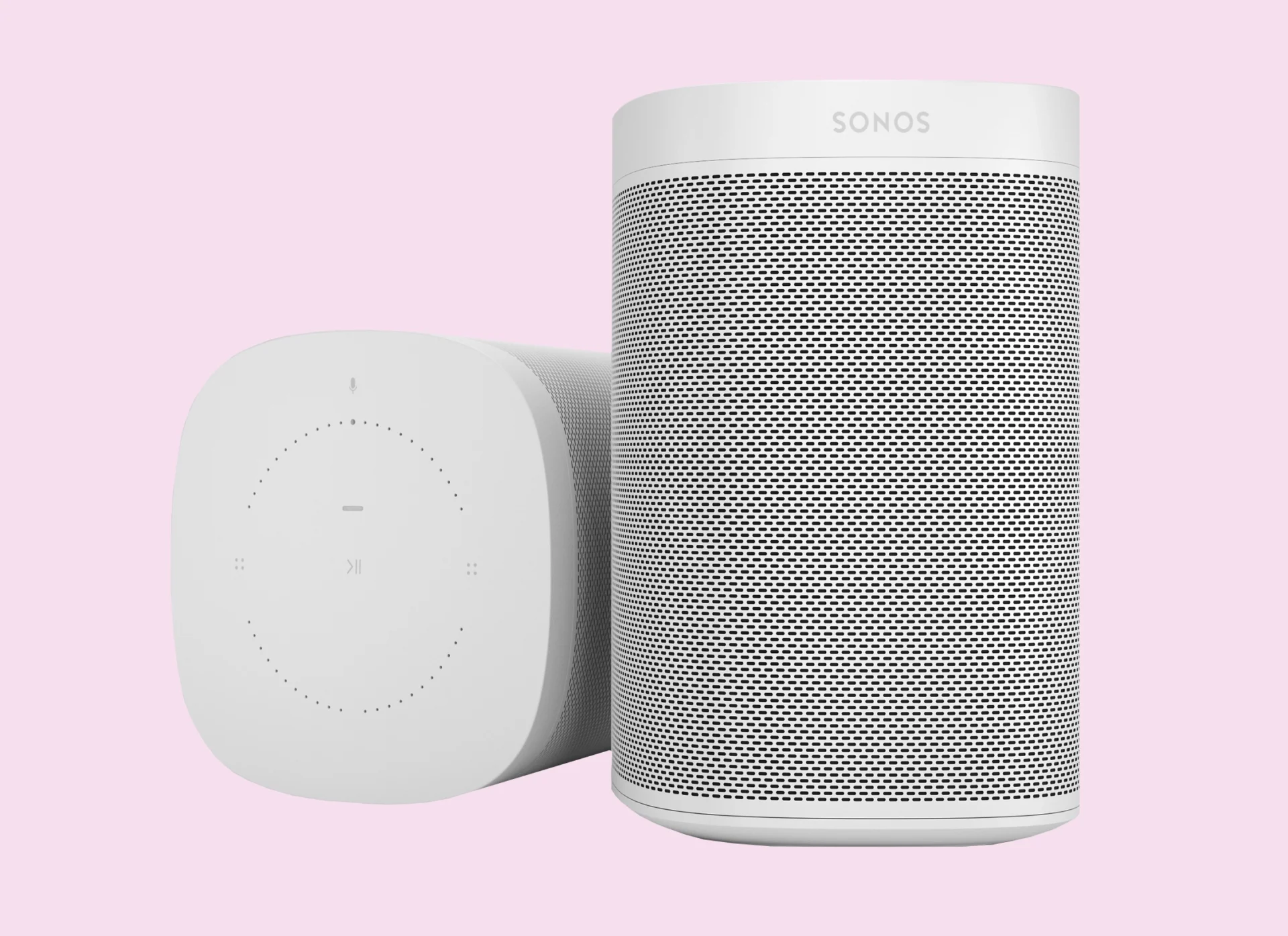 speakers-shutterstock 1147642085 grey modern speakers against a pale pink background