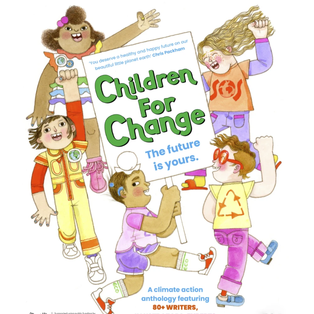 RYE Resources children for change cover 1000px a cover for the Children for change book featuring many cartoon children dressed in bright colours